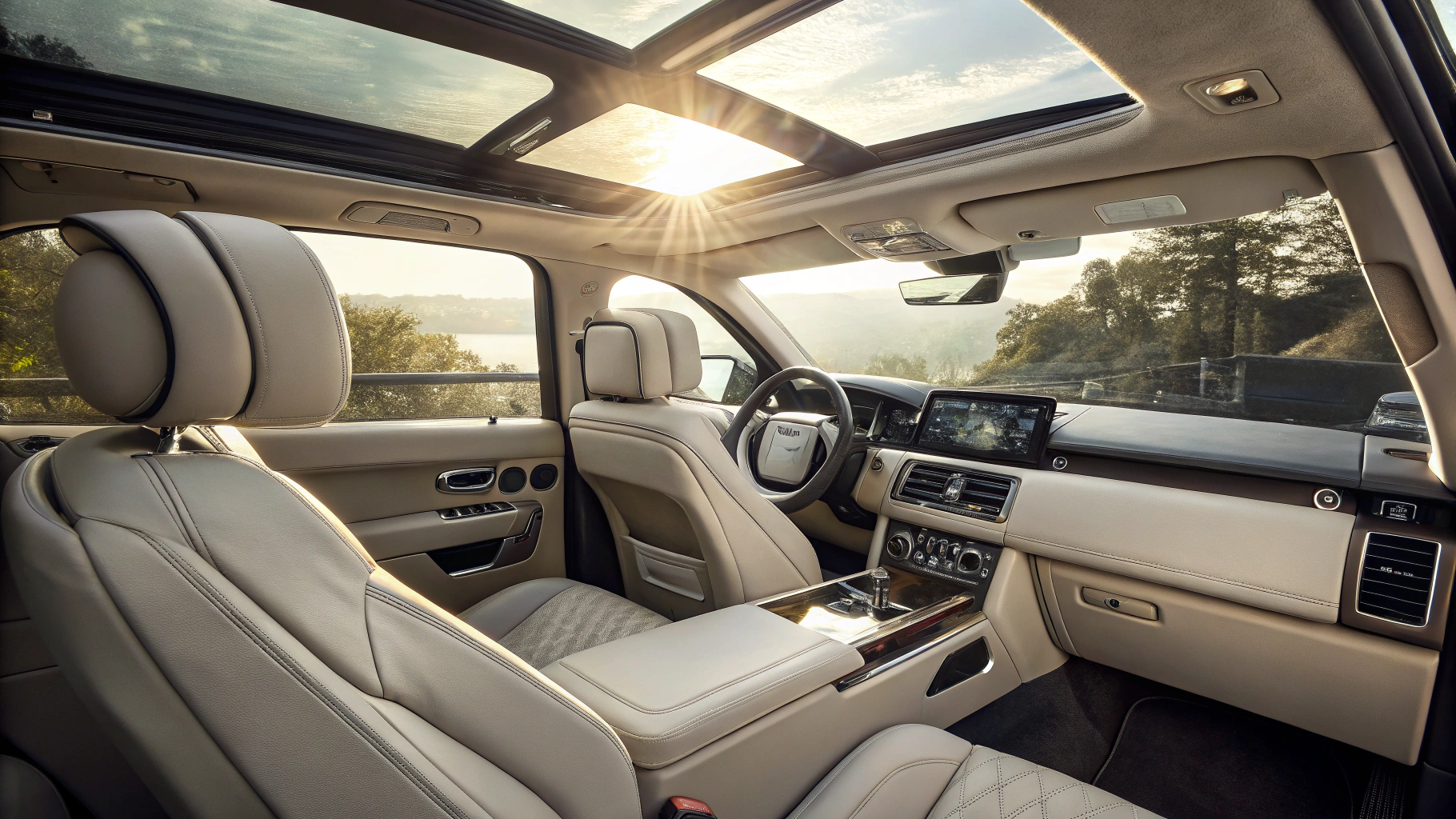 Range Rover interior after deep cleaning and leather treatment